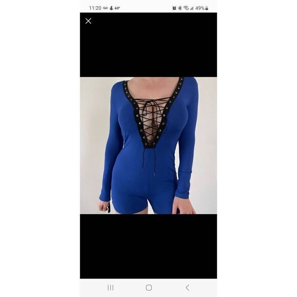 NWOT Sexy Blue Short Jumpsuit - Picture 3 of 7